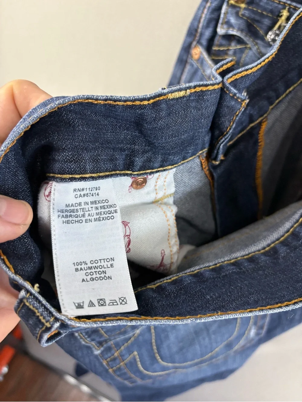 True Religion Mens Slim Pocket Flap Jeans Size 36X34 Blue